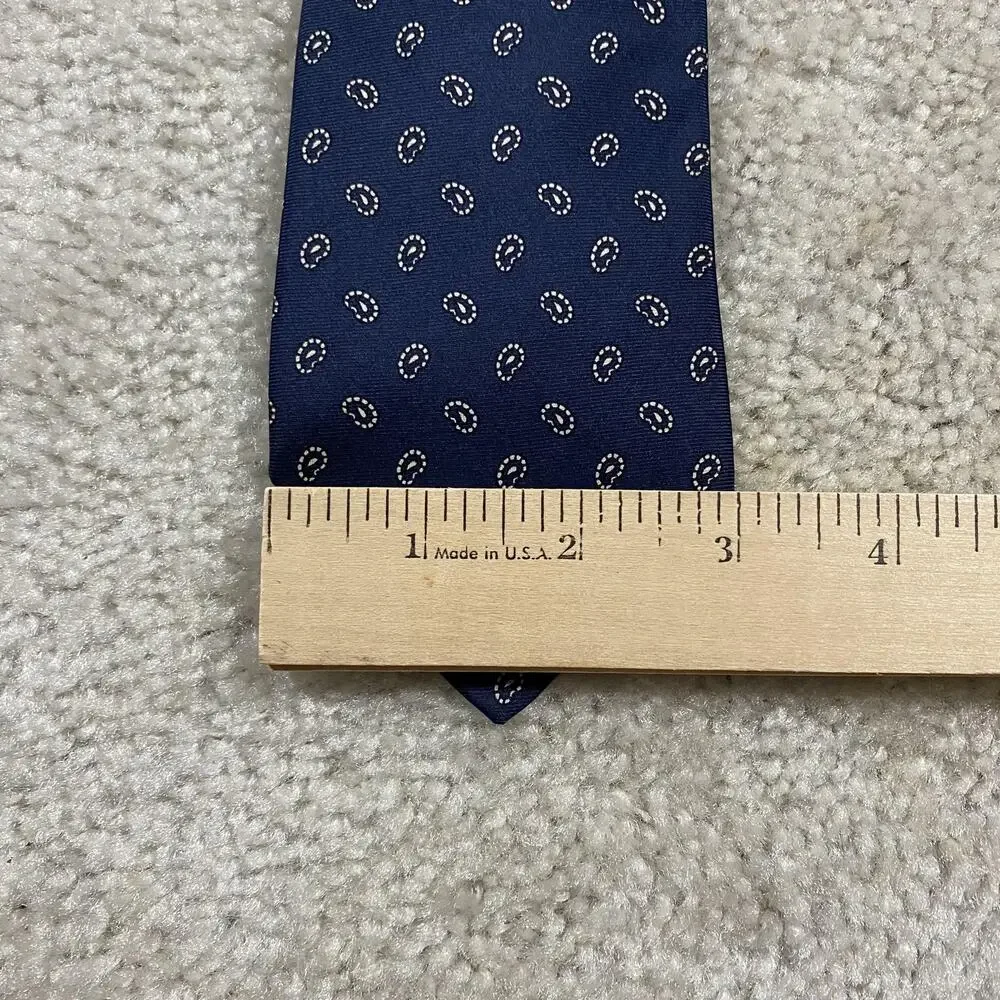 VTG Harrods Tie Mens Blue Silk Paisley Hand Printed England Formal Necktie